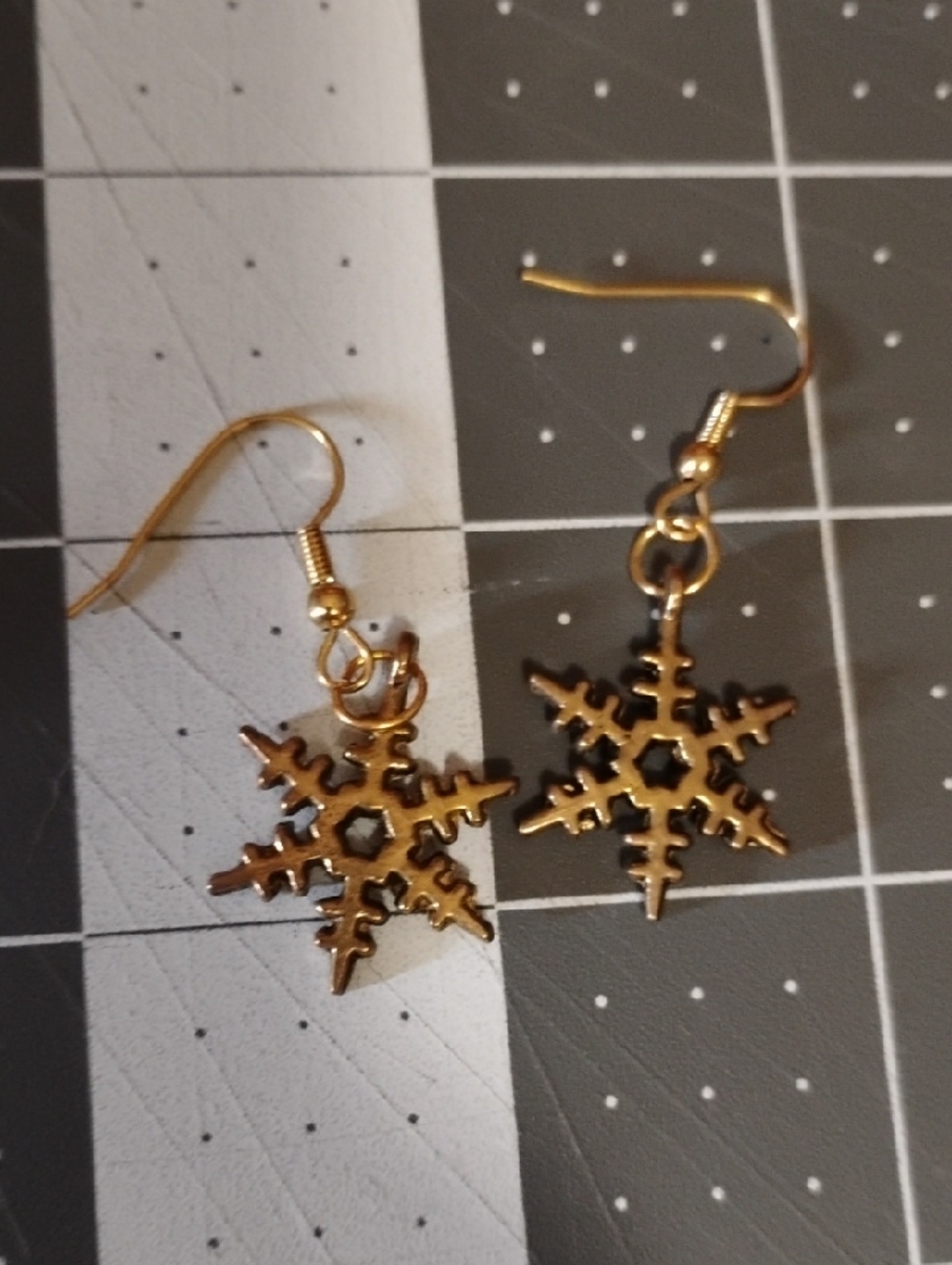 Gold Snowflake Dangle Earrings
